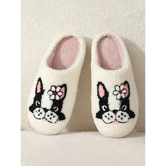 2/$30 Size 8 Cute Puppy NEW Boston Terrier Dog Slippers - Picture 1 of 11